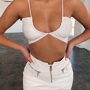 White bra crop top